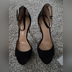 Jennifer Lopez Black Open-Toe Ankle-Strap Heels Size 9M